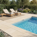 Desert Sand Limestone Tumbled 12 x 12 x 1.25 Bullnose Coping 12x12 pool coping — Swimming Pool pool edge drop-face coping