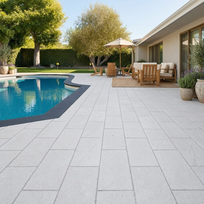 Desert Sand Limestone Tumbled 12 x 24 x 1.25 Paver 12x24 — Backyard pool deck