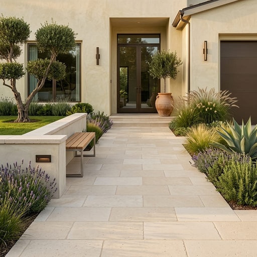 Desert Sand Limestone Tumbled 12 x 24 x 1.25 Paver 12x24 — Front Yard walkway