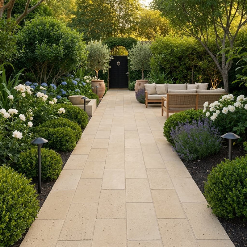 Desert Sand Limestone Tumbled 12 x 24 x 1.25 Paver 12x24 — Garden path