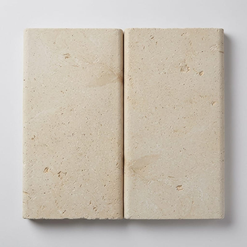 Desert Sand Limestone Tumbled 12 x 24 x 2 Double Bullnose Coping 12x24 close-up