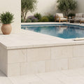 Desert Sand Limestone Tumbled 12 x 24 x 2 Double Modern Coping 12x24 pool coping — Swimming Pool raised bond beam cap