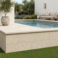 Desert Sand Limestone Tumbled 12 x 24 x 2 Modern Coping 12x24 pool coping — Swimming Pool raised bond beam cap