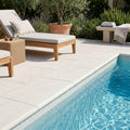 Desert Sand Limestone Tumbled 16 x 24 x 2 Double Bullnose Coping 16x24 pool coping — Swimming Pool pool edge drop-face coping
