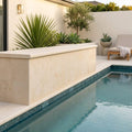 Desert Sand Limestone Tumbled 16 x 24 x 2 Double Modern Coping 16x24 pool coping — Swimming Pool raised bond beam cap