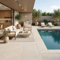 Desert Sand Limestone Tumbled 24 x 24 x 2 4-SIDED Modern Coping 24x24 pool coping — Swimming Pool pool edge coping