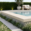 Desert Sand Limestone Tumbled 24 x 24 x 2 4-SIDED Modern Coping 24x24 pool coping — Swimming Pool raised bond beam cap