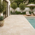 Desert Sand Limestone Tumbled 6 x 12 x 1.25 Paver 6x12 — Backyard pool deck