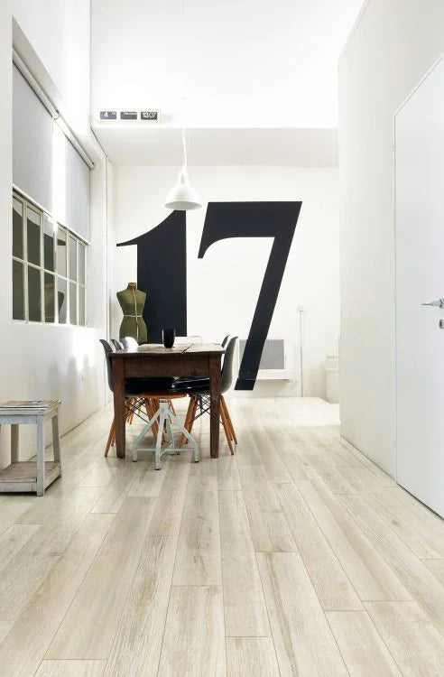 Details Wood White 8x48 Plank Wood Look Porcelain Tile