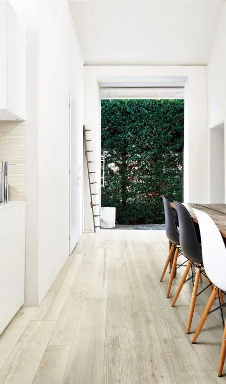 Details Wood White 8x48 Plank Wood Look Porcelain Tile