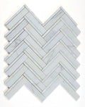 Diana White 11x11.75 Herringbone Marble and Mother of Pearl Mosaic