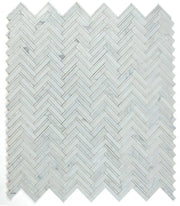 Diana White 11x11.75 Herringbone Marble and Mother of Pearl Mosaic