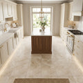 Diano Royal (Queen Beige) Marble 12x12 Honed Tile — Kitchen floor