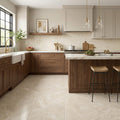 Diano Royal (Queen Beige) Marble 12x24 Honed Tile — Kitchen floor