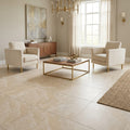 Diano Royal (Queen Beige) Marble 18x18 Honed Tile — Family Room floor