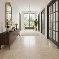 Diano Royal (Queen Beige) Marble 18x18 Honed Tile — Hallway floor