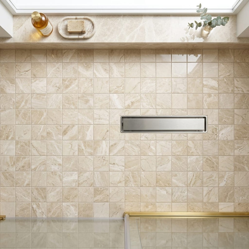 Diano Royal (Queen Beige) Marble 2x2 Polished Mosaic — Bathroom shower floor