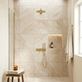 Diano Royal (Queen Beige) Marble 24x24 Honed Tile — Bathroom shower wall