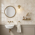 Diano Royal (Queen Beige) Marble 4x4 Tumbled Tile — Powder Room wall