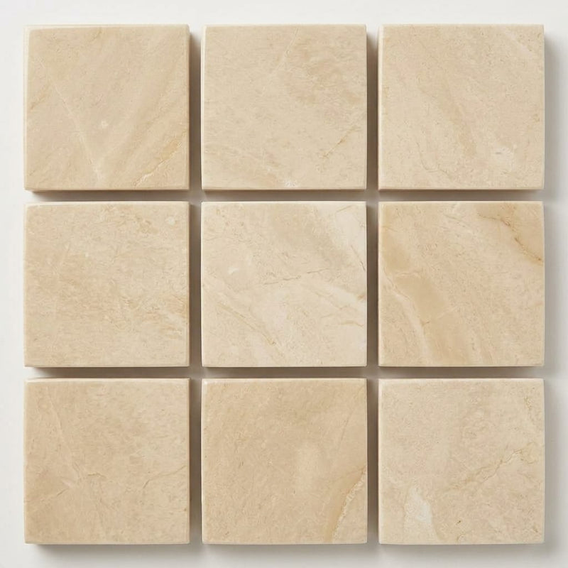 Diano Royal (Queen Beige) Marble 5/8x5/8 Polished Mosaic close-up