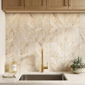 Diano Royal (Queen Beige) Marble 6x12 Honed Tile — Laundry Room backsplash