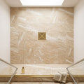 Diano Royal (Queen Beige) Marble 6x6 Tumbled Tile — Bathroom shower floor