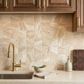 Diano Royal (Queen Beige) Marble 6x6 Tumbled Tile — Kitchen backsplash