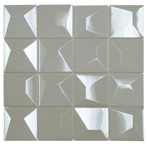 Dimension Super White 12x12 Iridescent Square Glass Mosaic