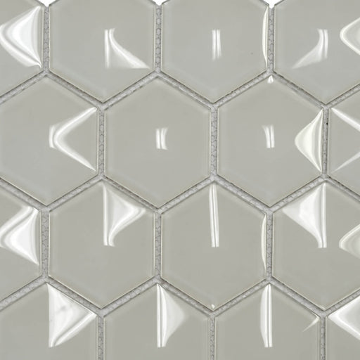 Dimension Super White 0.85sf/sheet Hexagon Glass Mosaic