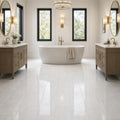 Dolamiti Ice 12x24 Polished Marble Tile — Bathroom floor