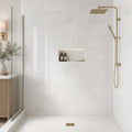 Dolamiti Ice 12x24 Polished Marble Tile — Bathroom shower wall