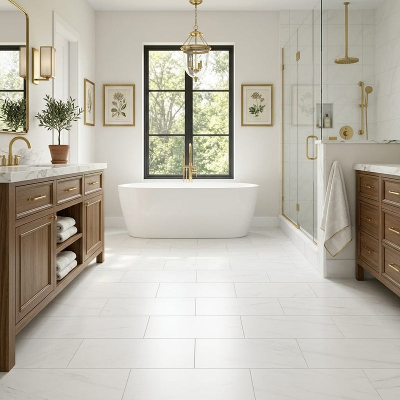 Dolomite 12x24 Honed Marble Tile — Primary Bath floor