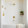 Dolomite 3x12 Honed Marble Tile — Bathroom tub surround