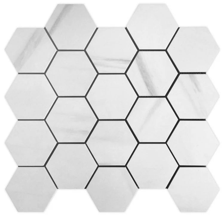 Dolomite Premium 3x3 Hexagon Matte Marble Look Porcelain Mosaic