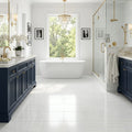 Dolomite White 12x24 Polished Marble Tile — Primary Bath floor
