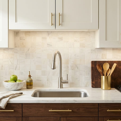 Dolomite White 2x2 Marble Mosaic — Kitchen backsplash