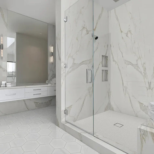 Dolomite White Penny Round 3/4 Honed Mesh Marble Mosaic