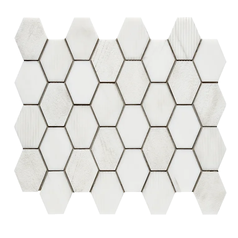 Dolomite White 8 Inch Hexagon Honed Marble Mosaic
