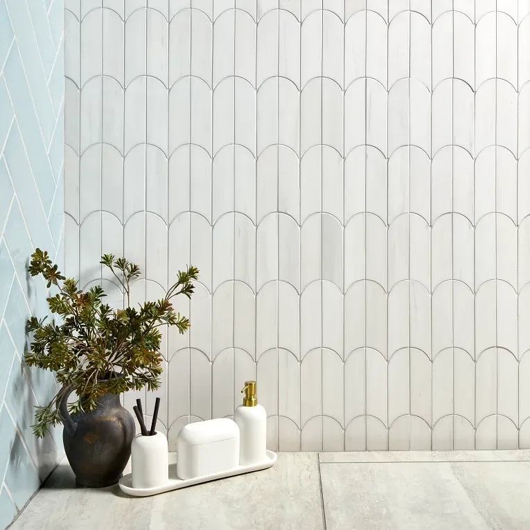 Dolomite White Arch Honed Marble Mosaic