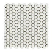 Dolomite White Penny Round 3/4 Honed Mesh Marble Mosaic