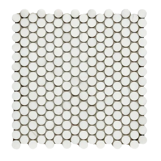 Dolomite White Penny Round 3/4 Honed Mesh Marble Mosaic