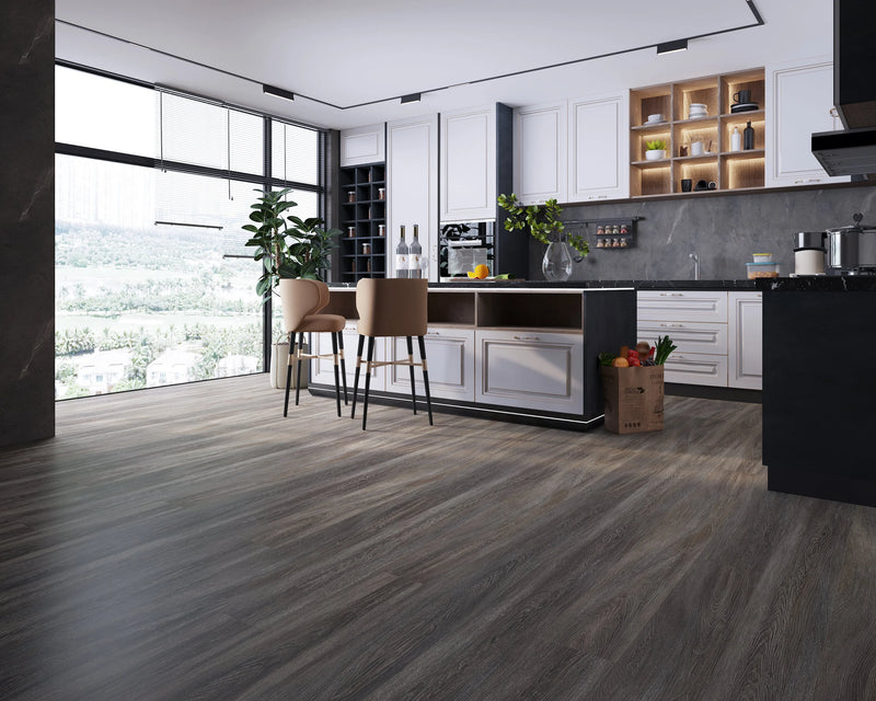Domaine Graphic Charcoal 7x60 EIR Painted Bevel 20mil WPC Vinyl Flooring