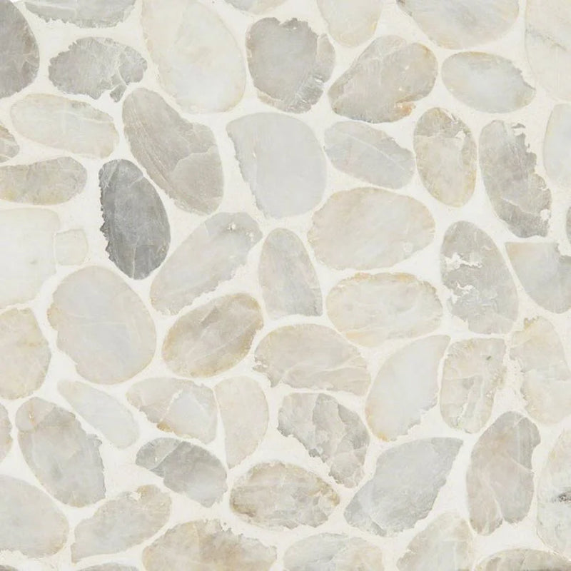 Dorado Pebbles Mesh Backed Tumbled Marble Mosaic Tile