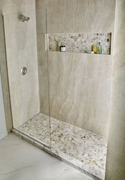 Dorado Pebbles Mesh Backed Tumbled Marble Mosaic Tile