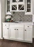 Dove Gray Arabesque Glossy Ceramic Mosaic Tile