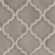 Dove Gray Arabesque Glossy Ceramic Mosaic Tile