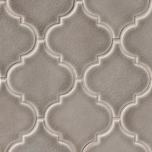 Dove Gray Arabesque Glossy Ceramic Mosaic Tile