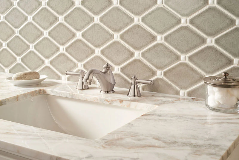 Dove Gray Diamond Glossy Ceramic Mosaic Tile