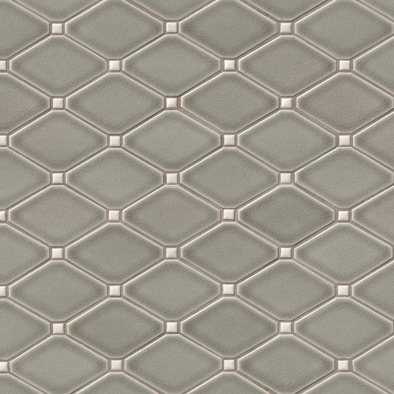 Dove Gray Diamond Glossy Ceramic Mosaic Tile