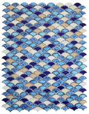 Dragon Scale Blue 2x2 Porcelain Mosaic